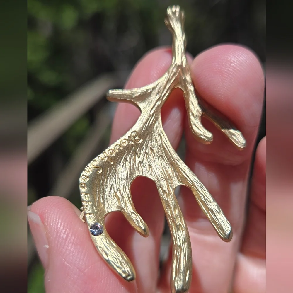 Gold Handmade Moose Antler Hair Pin With Gemstone By Brovoh Sndorinr